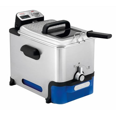 Tefal Oleoclean Pro Inox & Design Fritteuse, 2300W, Kapazität 1,2 Kg, Herausnehmbarer Ölbehälter, Automatische Öl/Fett Filterung, Timer, Thermostat, 3.5 L, Friteuse schwarz, Edelstahl, FR8040 im Sale